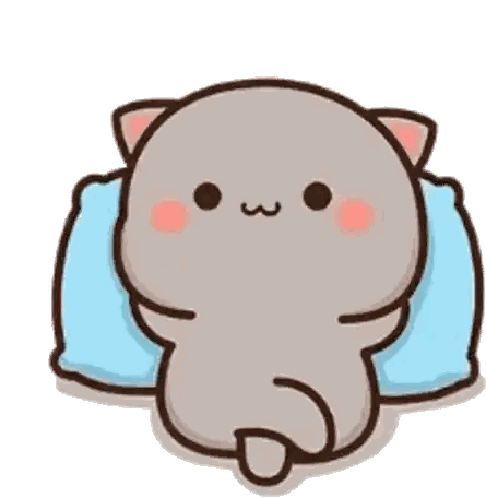 Cartoon Cat Lying On Blue Pillow Sticker