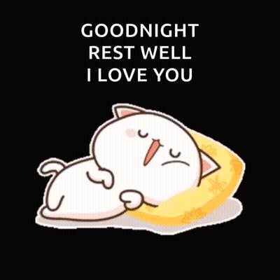 Cartoon Cat Lying On Pillow Goodnight GIF