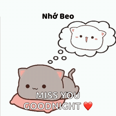 Cartoon Cat Lying On Pillow Miss You Goodnight GIF