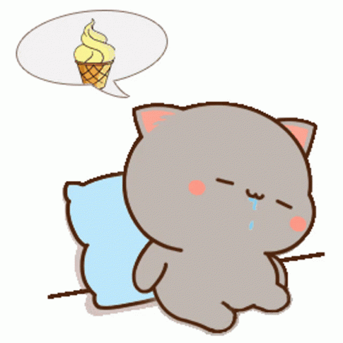Cartoon Cat Lying On Pillow With Hot Dog GIF
