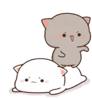 Cartoon Cat Lying On White Cat Sticker
