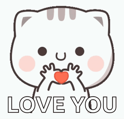 Cartoon Cat Making Heart Saying Love You GIF