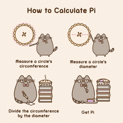Cartoon Cat Measuring Circumference To Calculate Pi GIF