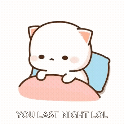 Cartoon Cat On Bed Saying You Last Night LOL GIF