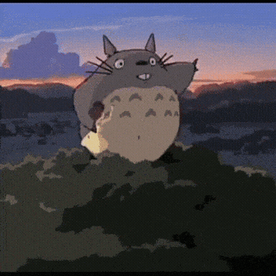Cartoon Cat On Hill With Sunset GIF