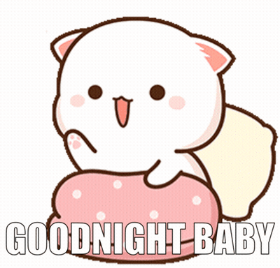 Cartoon Cat On Pillow Tongue Out Goodnight Baby GIF