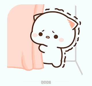 Cartoon Cat Peeking Behind Curtain GIF
