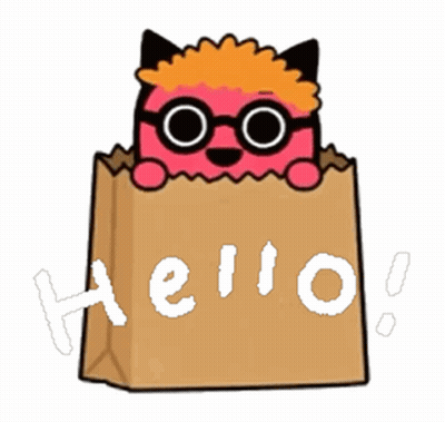 Cartoon Cat Peeking From Brown Paper Bag Hello GIF