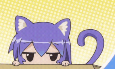 Cartoon Cat Peeking Over Box GIF