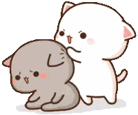 Cartoon Cat Petting Smaller Cat Sticker