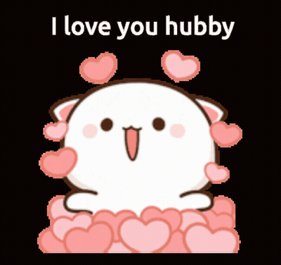 Cartoon Cat Pink Hearts I Love You Hubby GIF