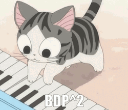 Cartoon Cat Playing Piano GIF