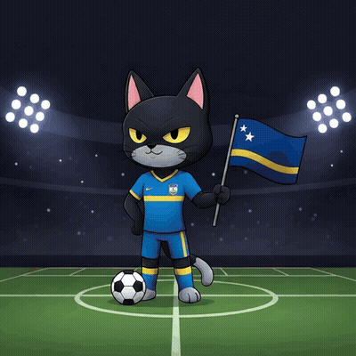 Cartoon Cat Playing Soccer With Goal GIF