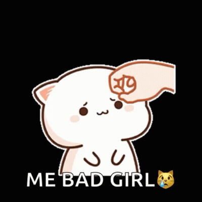 Cartoon Cat Pointing At Face Saying Me Bad Girl GIF