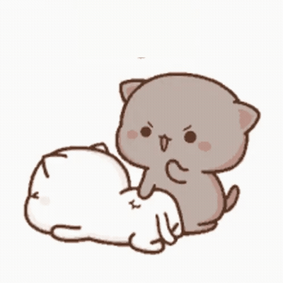 Cartoon Cat Putting Paw On Another Cat's Butt GIF
