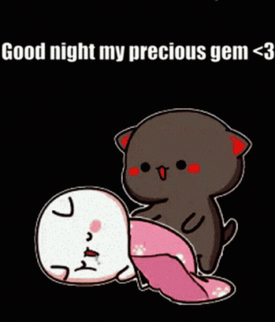 Cartoon Cat Putting Pink Blanket On Another Cat GIF