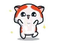 Cartoon Cat Red White Spots Striped Tail Sticker