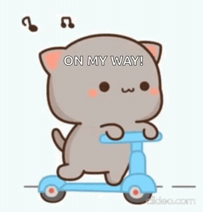 Cartoon Cat Riding Scooter Saying On My Way GIF