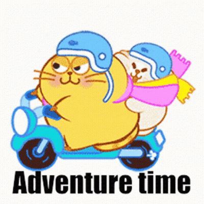 Cartoon Cat Riding Scooter With Friend GIF