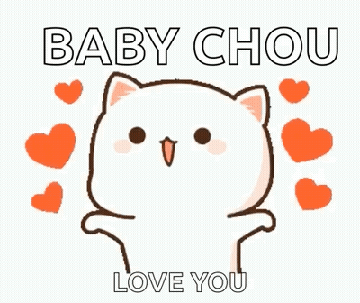 Cartoon Cat Saying Baby Chou Love You GIF
