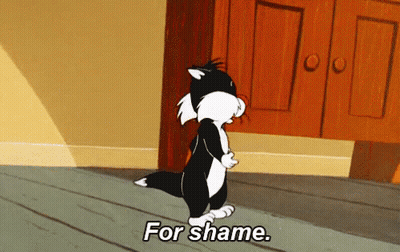 Cartoon Cat Saying For Shame GIF