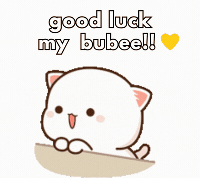 Cartoon Cat Saying Good Luck My Bubee With Heart GIF