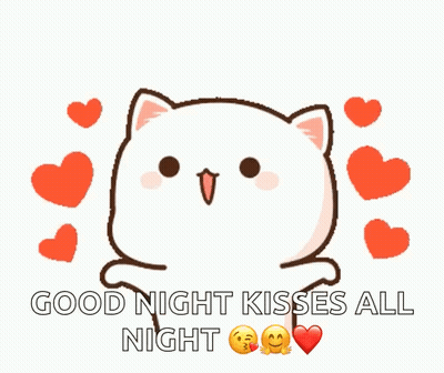 Cartoon Cat Saying Good Night Kisses All Night Hearts GIF