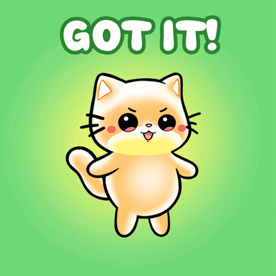Cartoon Cat Saying Got It On Green Background GIF