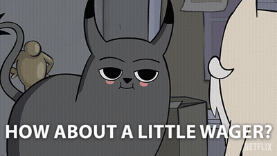 Cartoon Cat Saying How About A Little Wager GIF