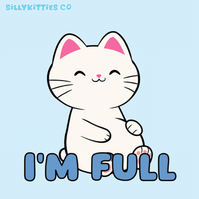Cartoon Cat Saying I'm Full GIF