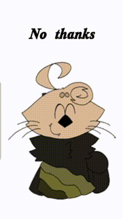 Cartoon Cat Saying No Thanks With Swirl On Head GIF