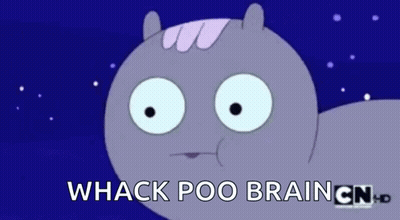 Cartoon Cat Saying Whack Poo Brain GIF