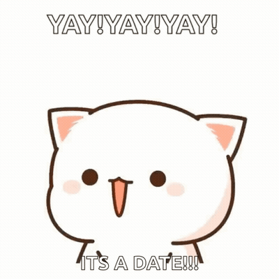 Cartoon Cat Saying Yay Its A Date GIF