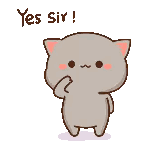 Cartoon Cat Saying Yes Sir Standing On One Leg Sticker