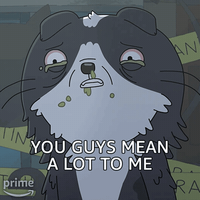Cartoon Cat Saying You Guys Mean A Lot To Me In Front Of Prime Sign GIF