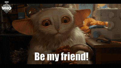 Cartoon Cat Says Be My Friend Doctor Who Ad GIF