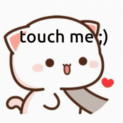 Cartoon Cat Says Touch Me With Heart In Mouth GIF