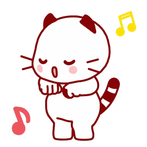 Cartoon Cat Singing With Music Notes Sticker