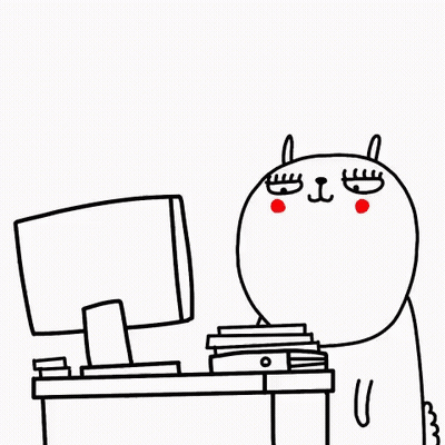 Cartoon Cat Sitting At Desk With Computer And Book GIF