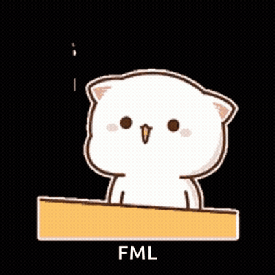 Cartoon Cat Sitting At Table Saying FML GIF