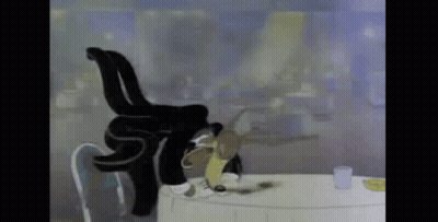Cartoon Cat Sitting At Table With Beer GIF