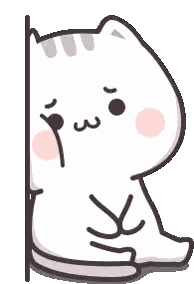 Cartoon Cat Sitting By Wall Looking At Camera Sticker
