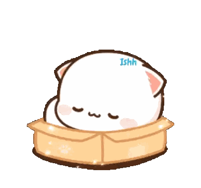 Cartoon Cat Sitting In Cardboard Box Sticker