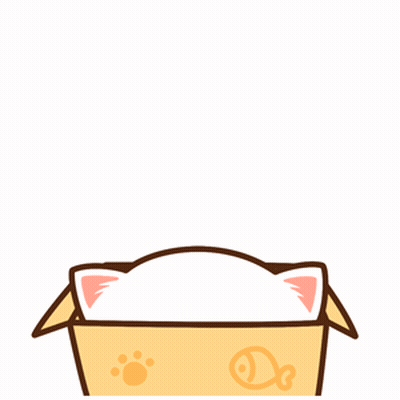 Cartoon Cat Sitting In Cardboard Box Saying Hello GIF
