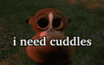 Cartoon Cat Sitting In Grass I Need Cuddles GIF