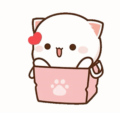 Cartoon Cat Sitting In Pink Box With Heart GIF