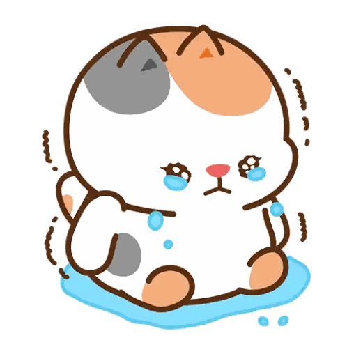 Cartoon Cat Sitting In Puddle Crying Sticker