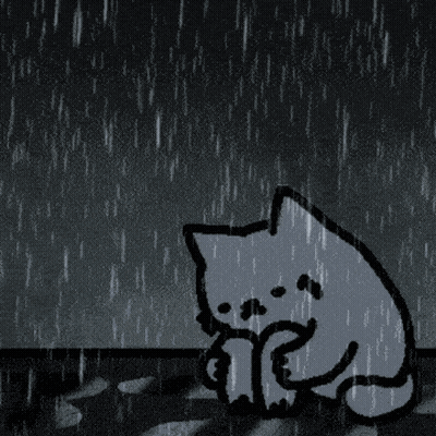 Cartoon Cat Sitting In Rain GIF