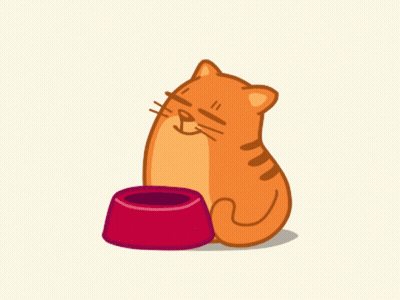 Cartoon Cat Sitting Next To Bowl With Hearts Coming Out Of Nose GIF