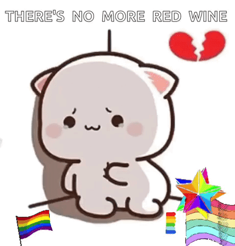 Cartoon Cat Sitting Next To Rainbow Flag GIF
